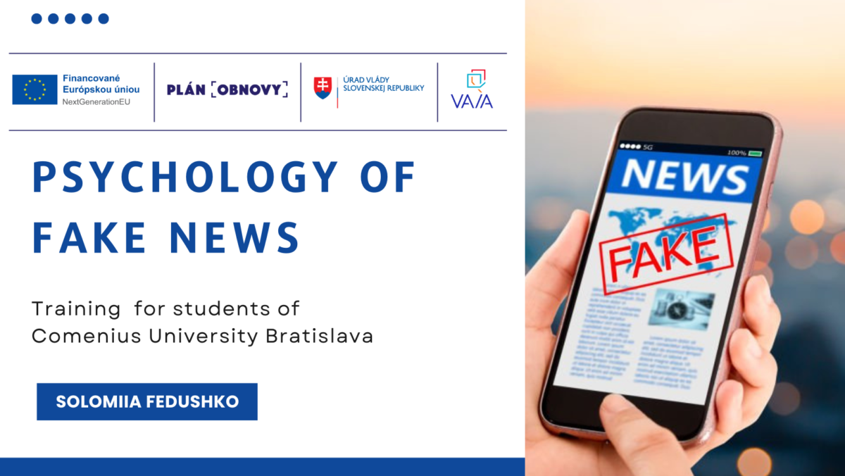 Training “Psychology of Fake News” for students of Comenius University Bratislava